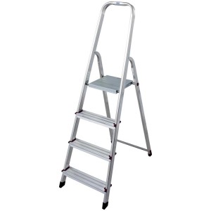 Scala a gradini in alluminio Krause Corda con 4 gradini, ideale per uso domestico.