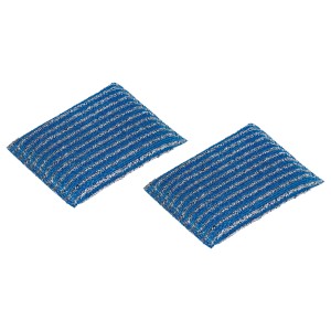 Due pagliette blu Lurex per pulizia antigraffio in cucina.