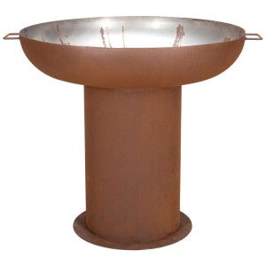 Brasero Nouvel Elegante en acier rouille, Ø 85 cm, avec poignées pour jardin et terrasse.