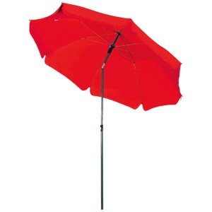 Parasol rouge Doppler Malibu Ø 180 cm avec fonction d'inclinaison et mât en acier anthracite pour jardin.
