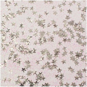 Colle pailletée avec étoiles argentées et confettis pour loisirs créatifs.