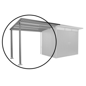 Auvent latéral Biohort pour abri de jardin AvantGarde, gris quartz métallisé, taille L.