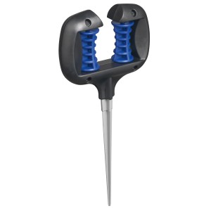 Guidatubo Lux-Tools con picchetto, antracite e blu, per la gestione dei cavi in giardino.