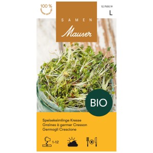 Semi di crescione BIO Mauser per germogli ricchi di vitamine.