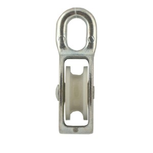 Einfache Block-Seilrolle 6 mm, Stahl verzinkt mit Kunststoffrolle für Seile bis 6 mm.