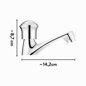 Rubinetto acqua fredda baliv KV-5100 cromato, vista laterale con dimensioni.