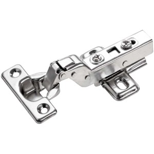 Mini cerniera a tazza, acciaio nichelato, per ante interne, tazza Ø 26 mm, a clip.