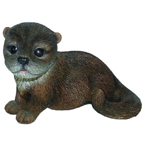Detailreiche Otter Dekofigur (19cm) aus Polyresin für den Garten.