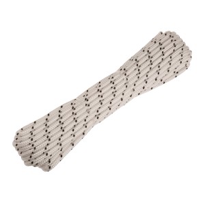 Corde PP blanc et noir enroulée, diamètre 10 mm, longueur 15 m. Corde polypropylène multi-usage.