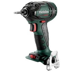 Avvitatore a impulsi a batteria Metabo SSD 18 LTX 200 BL, verde-nero, con punta e gancio. Potente utensile 18V.