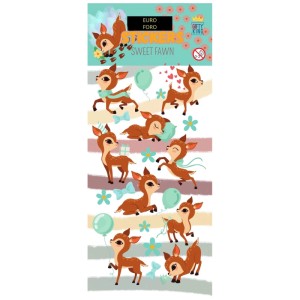 Puffy Sticker Sweet Fawn, selbstklebende 3D Wandtattoos mit Reh-Motiven für Kinderzimmer.