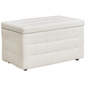 Tabouret de rangement Beliani Michigan en similicuir blanc avec motif matelassé.