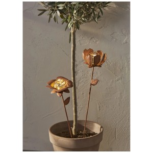 Star Trading Solar-Deko Oxida, rostfarbene Metall-Blumen mit kaltweissem LED-Licht, Höhe 51cm.