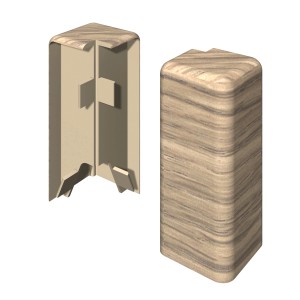 Angle extérieur Egger Kubisch 6 cm Chêne Greige (2 pièces) pour plinthes, vue détaillée.