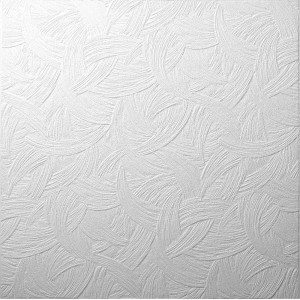 Plaque de plafond blanche AP105, 50x50 cm avec motif abstrait pour profils décoratifs.