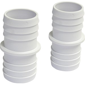 Raccord double pour tuyau Steinbach Ø 32/32 mm, lot de 2 pièces en plastique blanc pour installation de piscine.