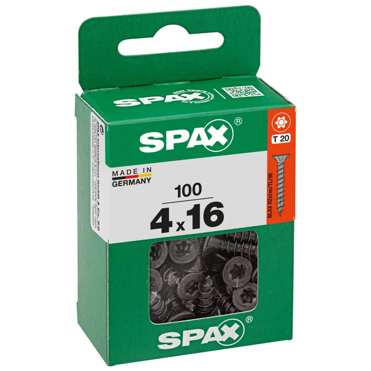 Spax Universalschraube TRX A2 Vollgewinde Schwarz verzinkt 4 x 16
