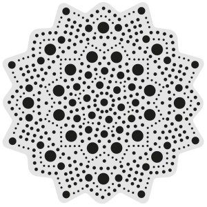 Aladine Dot Art stencil, forma 2, 10x10 cm, tavola MDF con motivo a punti per dot painting.