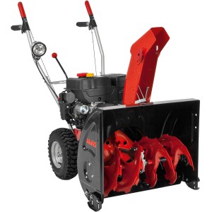 Fraise à neige thermique Al-Ko Snowline 620 E II avec éjection rouge et phare.