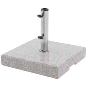 Base en granite Doppler Life, gris granite, 30 kg, avec tube en acier inoxydable pour parasols.