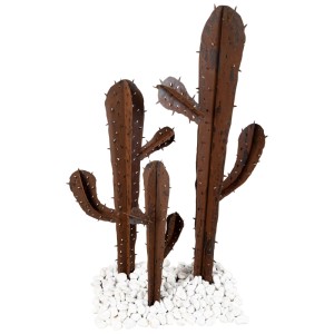 Rostfarbener Nouvel Gartendeko Kaktus aus Metall, 150cm hoch, für Garten und Terrasse.