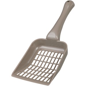 Pelle à litière grise Jollypaw M en plastique avec trous pour un nettoyage facile de la litière du chat.