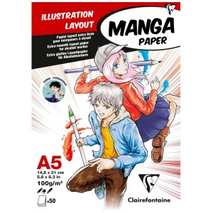 Clairefontaine Manga Zeichenblock A5, 50 Blatt, 100g/m², extra glatt für Illustrationen.