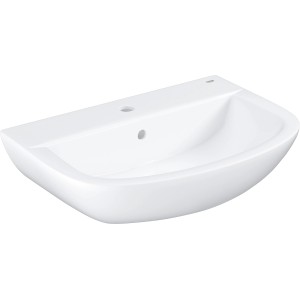 Lavabo Grohe Bau Ceramic, 60 cm, bianco, per montaggio a parete con troppopieno e foro rubinetto.
