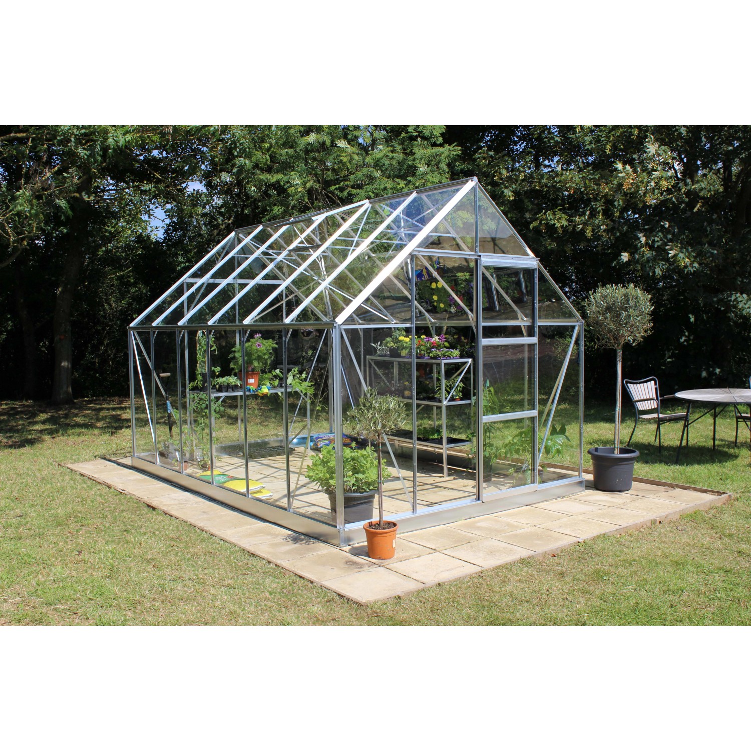 Halls Gewächshaus Universal 128 mit 3 mm Sicherheitsglas Alu 9,9 m²
