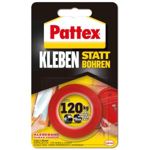 Nastro adesivo Pattex Kleben statt Bohren, 1.5m, rosso, biadesivo per interni ed esterni.