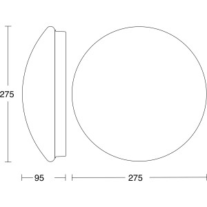 Disegno tecnico della plafoniera Steinel RS 16 L S con dimensioni.