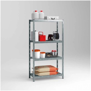Étagère de base galvanisée Schulte Profi-Stecksystem avec 4 tablettes, 192x100x50 cm.