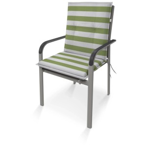Cuscino per sedia bassa Doppler Living, a righe verde-bianco, 48x100cm, per sedia da giardino.