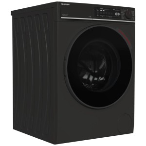 Lavatrice Sharp ES-WNFB214CMDA, 12 kg, nero opaco. Caricatore frontale con grande oblò.