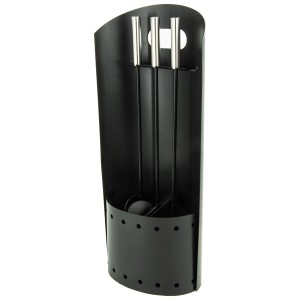 Set d'outils de cheminée Valo Stockholm noir, 3 pièces avec pelle, brosse et tisonnier.