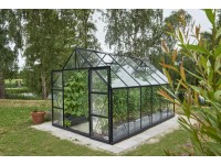 Halls Gewächshaus Universal 128 Schwarz Doppelschiebetür Sicherheitsglas