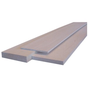 Baguette en bois massif de balsa, 100x10x5 cm, bois clair pour modélisme et artisanat.