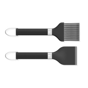 Weber Set pulizia Premium nero, 2 pezzi: spazzola e raschietto per la pulizia della griglia.
