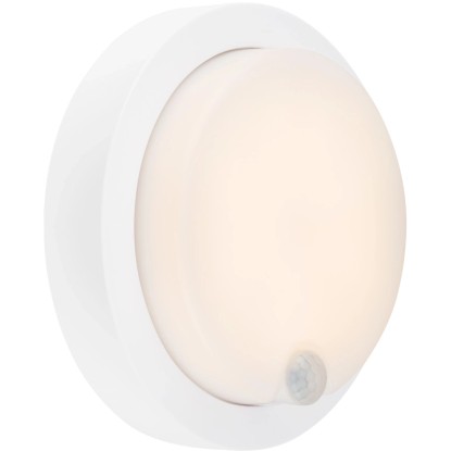 Brilo Akku-LED-Aussenwandleuchte Pula Weiss mit Bewegungsmelder Ø 17 cm / 4 W
