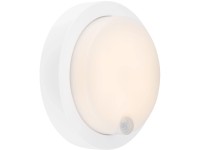 Brilo Akku-LED-Aussenwandleuchte Pula Weiss mit Bewegungsmelder Ø 17 cm / 4 W