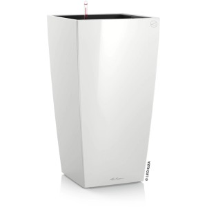 Lechuza Cubico Premium 30, pot de fleurs blanc brillant, 30x30cm.