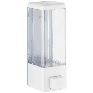 Wenko Distributeur de savon Istres blanc, 320ml, pour salle de bain, douche et WC.