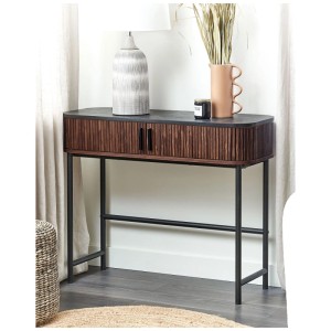 Console Beliani Jose, bois marron avec structure en métal, 82x100x35 cm.