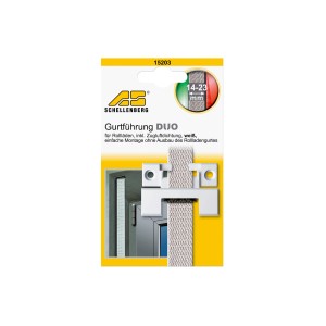 Guide de sangle Schellenberg Duo, carré, blanc, avec joint anti-courant d'air pour volets roulants.
