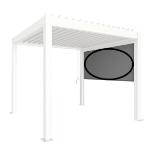 Tenda parasole elettrica Biohort bianca (4 m) su tettoia per patio.