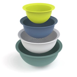 Set di ciotole/colino Rotho Caruba, 4 pezzi, multicolore. Utensile da cucina per insalata, pasta e altro.