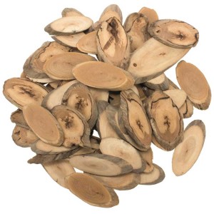 Rondelles de bois ovales couleur noyer clair, 5-12 cm, pour travaux manuels et décorations.