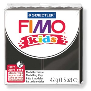 Fimo Kids Modelliermasse Glitter Schwarz, 42g Packung, ofenhärtend.