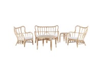 Beliani Lounge-Gruppe Brindisi Rattan Naturfarben 5-tlg.