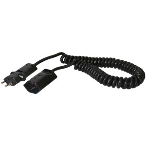 Câble de rallonge noir Max Hauri TD ClipClap Spiral T12/T13, 2 m, spiralé.